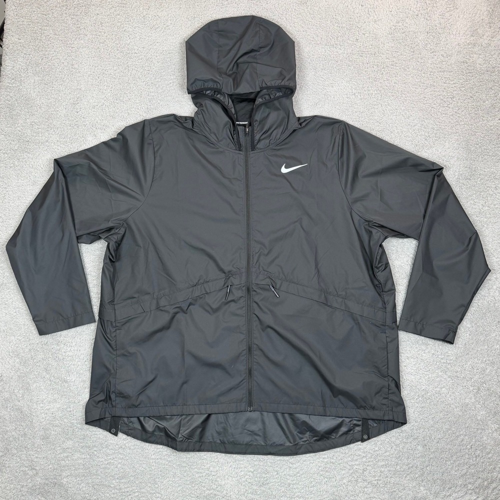 Nike Running Essential Hooded Windbreaker Jacket Black Plus Size 2X CU3217-010